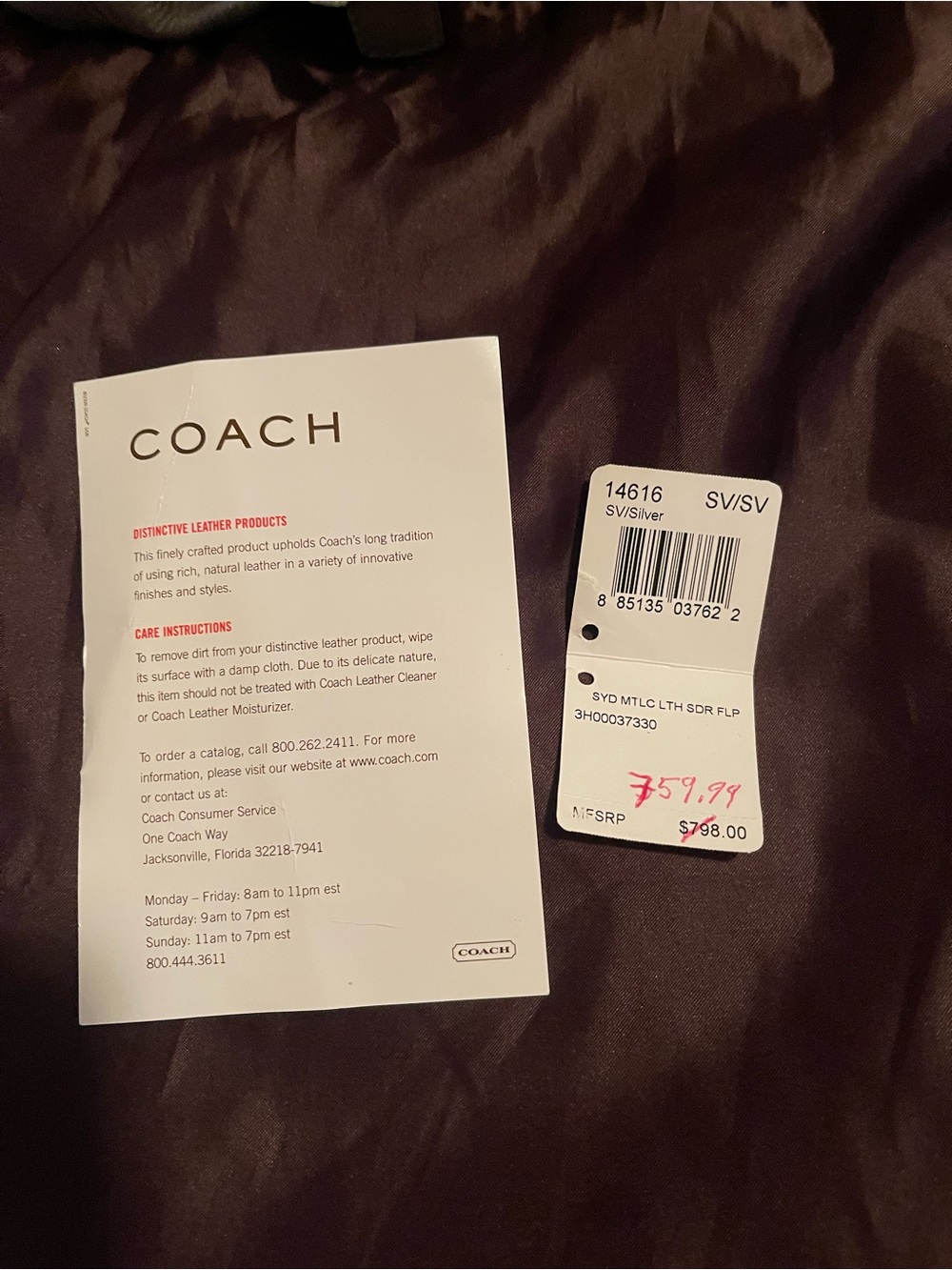 EUC COACH Sydney Metallic Silver Turnlock Flap Style 14616 - Picture 16 of 16